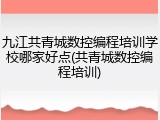 九江共青城数控编程培训学校哪家好点(共青城数控编程培训)