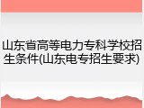 山东省高等电力专科学校招生条件(山东电专招生要求)