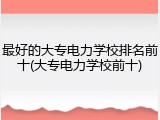 最好的大专电力学校排名前十(大专电力学校前十)