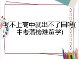 考不上高中就出不了国吗(中考落榜难留学)