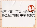 考不上高中可以上的学校有哪些呢("职校 中专 技校")