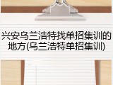 兴安乌兰浩特找单招集训的地方(乌兰浩特单招集训)