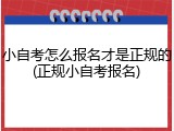 小自考怎么报名才是正规的(正规小自考报名)