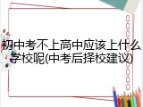 初中考不上高中应该上什么学校呢(中考后择校建议)