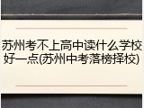 苏州考不上高中读什么学校好一点(苏州中考落榜择校)