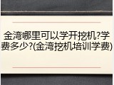 金湾哪里可以学开挖机?学费多少?(金湾挖机培训学费)