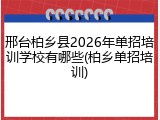 邢台柏乡县2026年单招培训学校有哪些(柏乡单招培训)