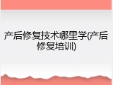 产后修复技术哪里学(产后修复培训)