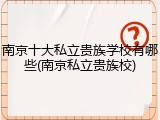 南京十大私立贵族学校有哪些(南京私立贵族校)