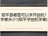 昭平县哪里可以学开挖机?学费多少?(昭平学挖机学费)
