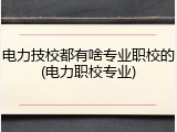 电力技校都有啥专业职校的(电力职校专业)