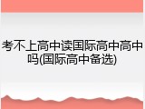 考不上高中读国际高中高中吗(国际高中备选)