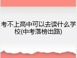 考不上高中可以去读什么学校(中考落榜出路)