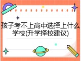 孩子考不上高中选择上什么学校(升学择校建议)