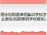 丽水松阳县单招集训学校怎么报名(松阳单招学校报名)