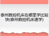 泰州数控机床在哪里学比较快(泰州数控机床速学)