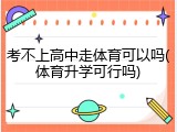 考不上高中走体育可以吗(体育升学可行吗)