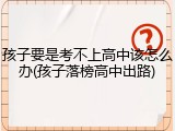 孩子要是考不上高中该怎么办(孩子落榜高中出路)