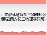 西安碑林寒假初三物理补习课程(西安初三物理寒假班)