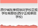 西宁城东单招培训学校正规学校有那些(西宁正规单招学校)
