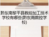 黔东南黎平县数控加工技术学校有哪些(黔东南数控学校)