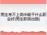 男生考不上高中能干什么职业好(男生职高出路)