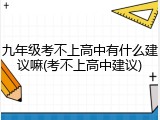 九年级考不上高中有什么建议嘛(考不上高中建议)