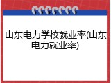 山东电力学校就业率(山东电力就业率)