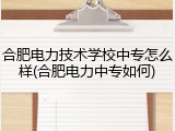 合肥电力技术学校中专怎么样(合肥电力中专如何)