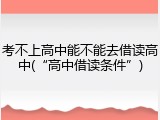 考不上高中能不能去借读高中(&ldquo;高中借读条件&rdquo;)