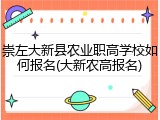 崇左大新县农业职高学校如何报名(大新农高报名)