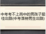 中考考不上高中的男孩子最佳出路(中考落榜男生出路)