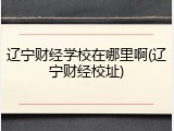 辽宁财经学校在哪里啊(辽宁财经校址)