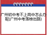 广州初中考不上高中怎么办呢(广州中考落榜出路)