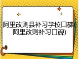 阿里改则县补习学校口碑(阿里改则补习口碑)