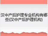 汉中产后护理专业机构有哪些(汉中产后护理机构)