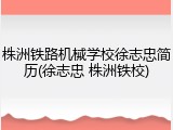 株洲铁路机械学校徐志忠简历(徐志忠 株洲铁校)