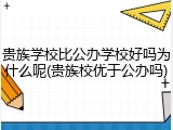 贵族学校比公办学校好吗为什么呢(贵族校优于公办吗)