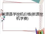 新源县学挖机价格(新源挖机学费)