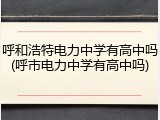 呼和浩特电力中学有高中吗(呼市电力中学有高中吗)