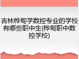 吉林桦甸学数控专业的学校有哪些职中生(桦甸职中数控学校)