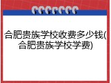 合肥贵族学校收费多少钱(合肥贵族学校学费)