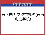 云南电力学校有哪些(云南电力学校)