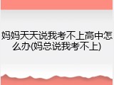 妈妈天天说我考不上高中怎么办(妈总说我考不上)