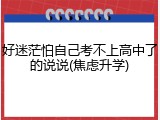 好迷茫怕自己考不上高中了的说说(焦虑升学)