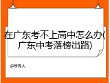 在广东考不上高中怎么办(广东中考落榜出路)