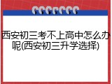 西安初三考不上高中怎么办呢(西安初三升学选择)