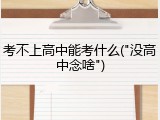 考不上高中能考什么("没高中念啥")