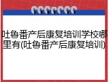 吐鲁番产后康复培训学校哪里有(吐鲁番产后康复培训)