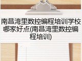 南昌湾里数控编程培训学校哪家好点(南昌湾里数控编程培训)